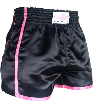Fluory Fluory Kickboks Broek Muay Thai Short Zwart Roze MTSF37