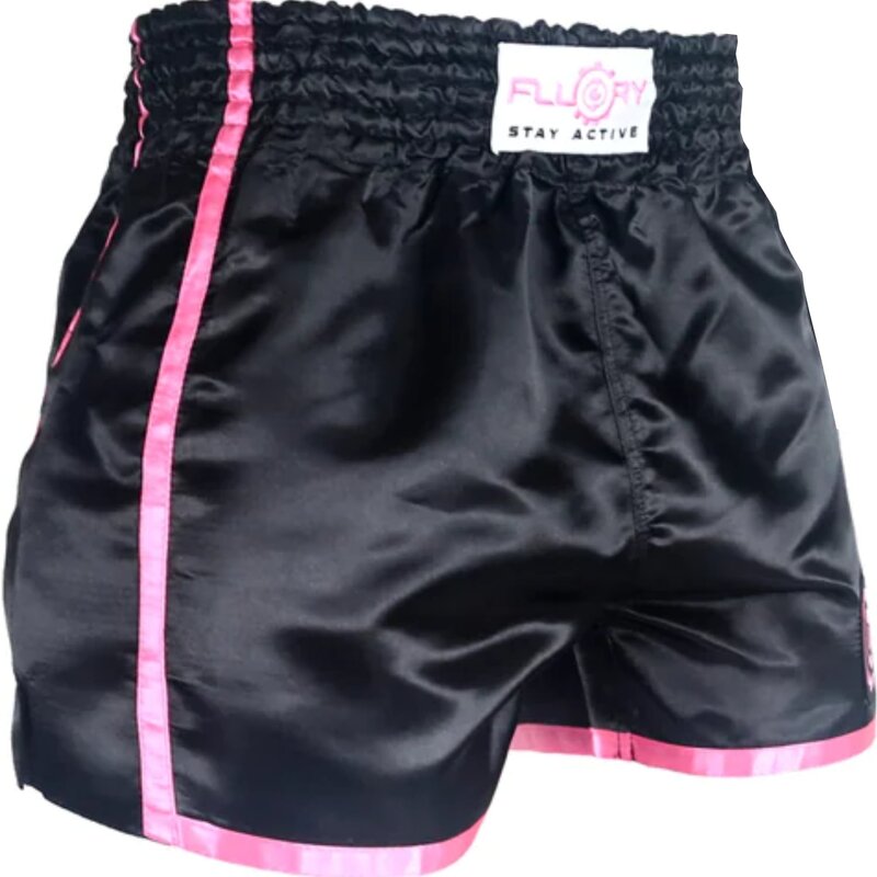 Fluory Fluory Kickboks Broek Muay Thai Short Zwart Roze MTSF37