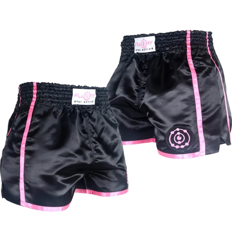 Fluory Fluory Kickboks Broek Muay Thai Short Zwart Roze MTSF37