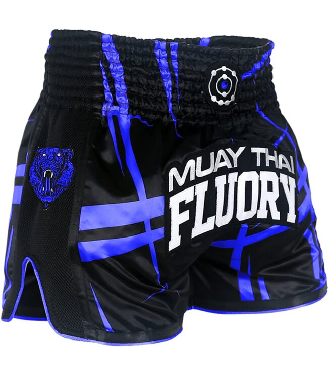 Fluory Kickboks Broekje Stripes Zwart Blauw