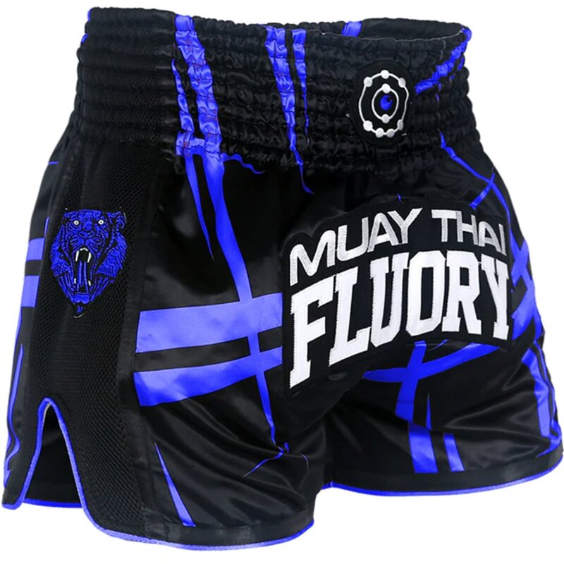 Fluory Fluory Kickboks Broekje Stripes Zwart Blauw