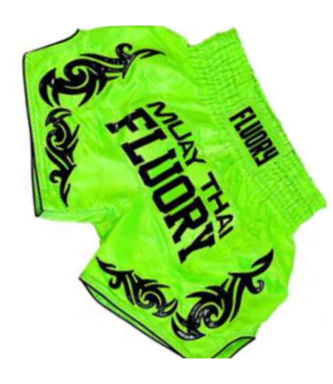 Fluory Muay Thai Kickboxing Shorts Neon Grün MTSF73