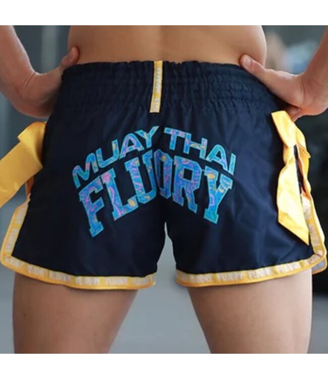 Fluory Kickboxen Muay Thai Shorts Elefant Schwarz MTSF101