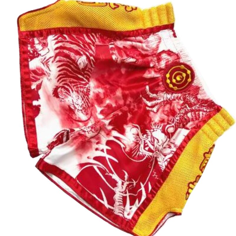 Fluory Fluory Muay Thai Shorts Tiger vs Dragon Red Yellow MTSF113