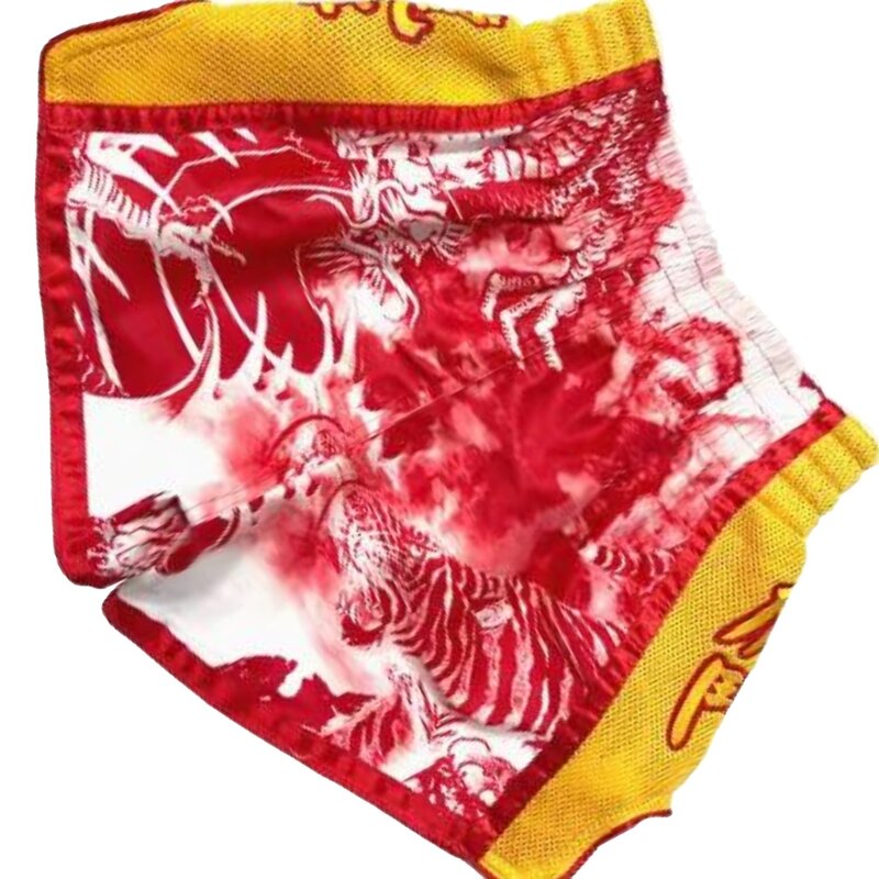 Fluory Fluory Muay Thai Shorts "Tiger vs Dragon" Red Yellow MTSF113