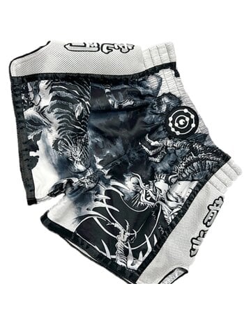 Fluory Fluory Muay Thai Shorts "Tiger vs Dragon" Black White MTSF113