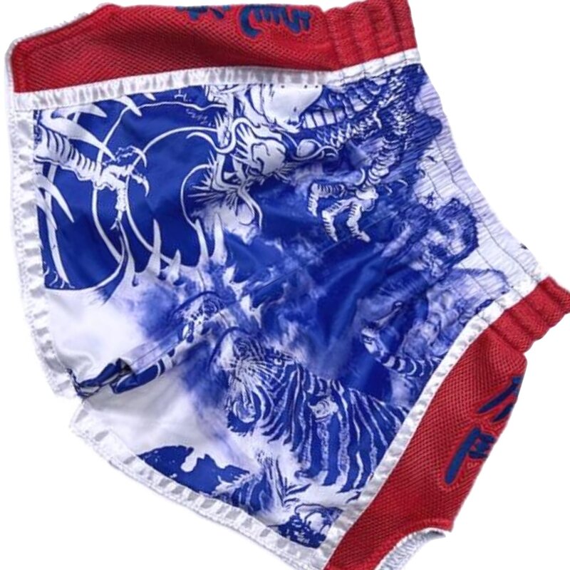 Fluory Fluory Muay Thai Shorts Tiger vs Dragon Blau Rot MTSF113