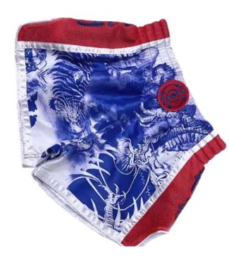 Fluory Fluory Muay Thai Shorts "Tiger vs Dragon" Blauw Rood MTSF113
