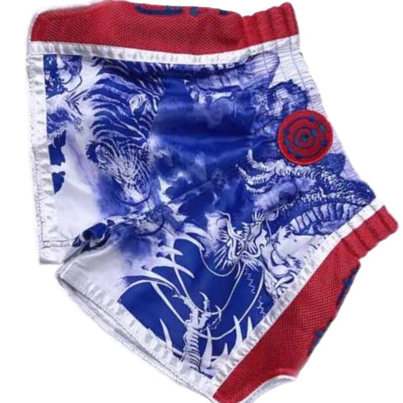 Fluory Fluory Muay Thai Shorts Tiger vs Dragon Blauw Rood MTSF113