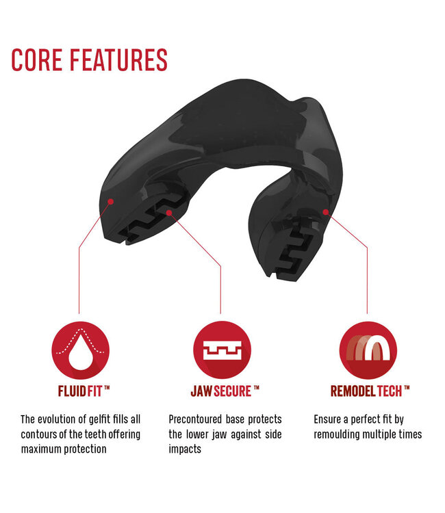 SAFEJAWZ® Ortho Series Mundschutz Zahnspangen Schwarz