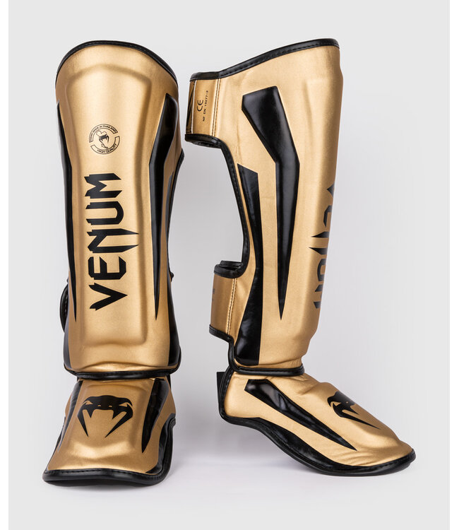 Venum Muay Thai Kickboxen Schienbeinschoner Elite Gold Schwarz