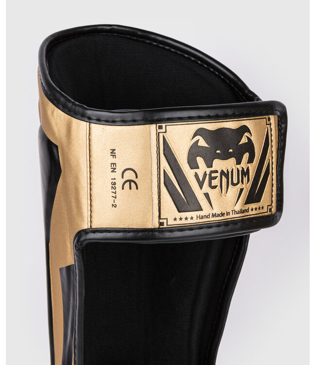 Venum Muay Thai Kickboxing Shinguards Elite Gold Black