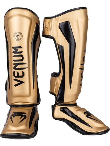 Venum Venum Muay Thai Kickboxing Shinguards Elite Gold Black