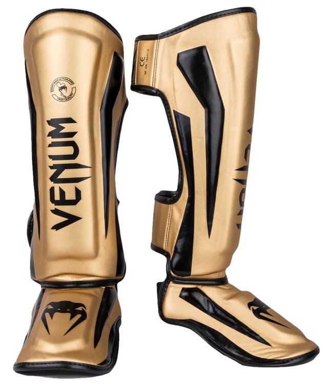 Venum Muay Thai Kickboxen Schienbeinschoner Elite Gold Schwarz