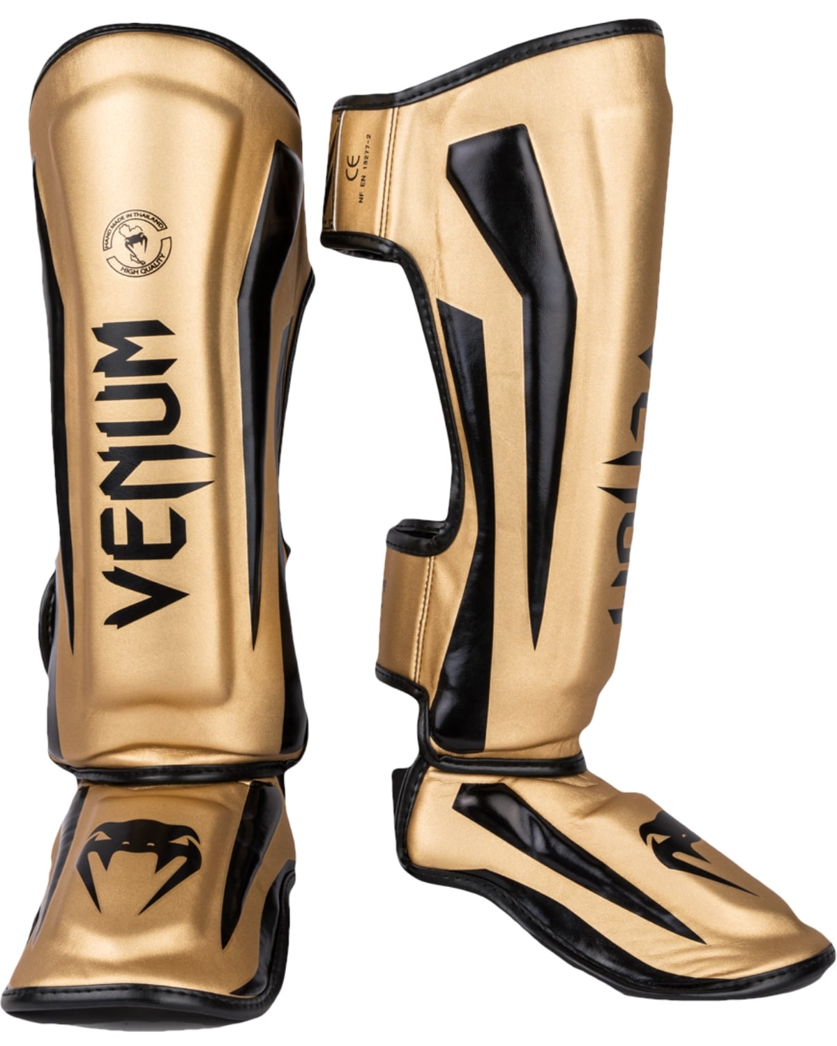 Venum Muay Thai Kickboxing Shinguards Elite Gold Black - Fightwear Shop ...