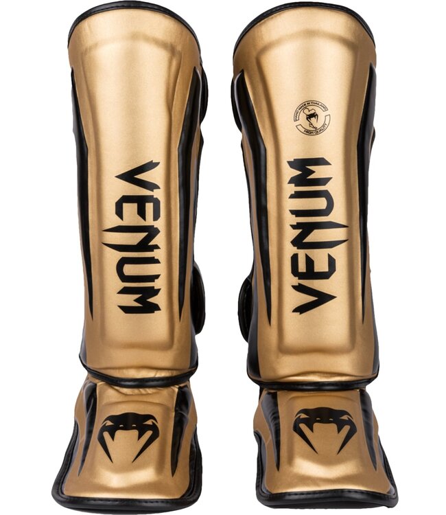 Venum Muay Thai Kickboxing Shinguards Elite Gold Black