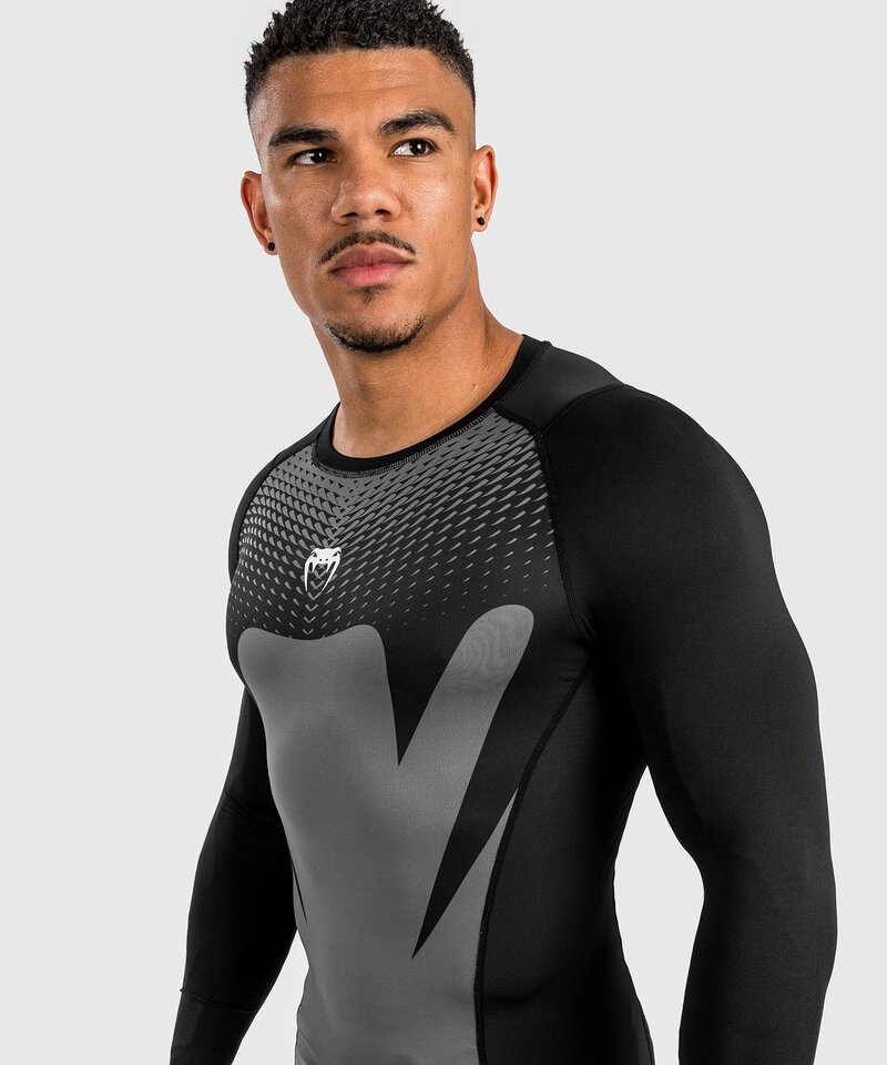 Venum Venum Attack Langarm-Rashguard für Herren, Schwarz/Grau