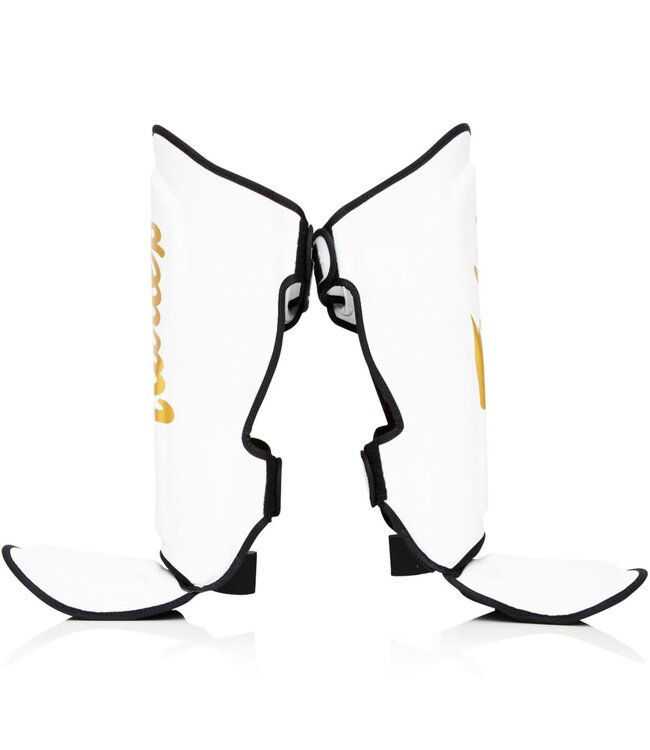 Fairtex Booster FXB Kickboxing Shin Guards White Gold