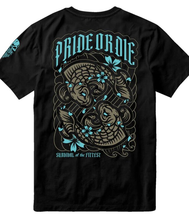 PRIDEorDiE SURVIVAL OF THE FITTEST T-Shirt Katoen Zwart