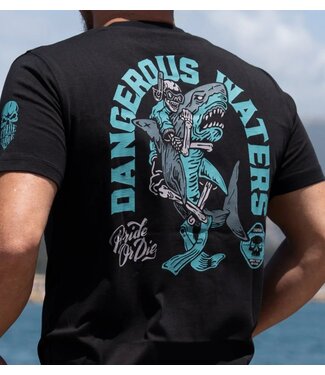 PRiDEorDiE PRiDE or DiE DANGEROUS WATERS T-Shirt Baumwolle Schwarz
