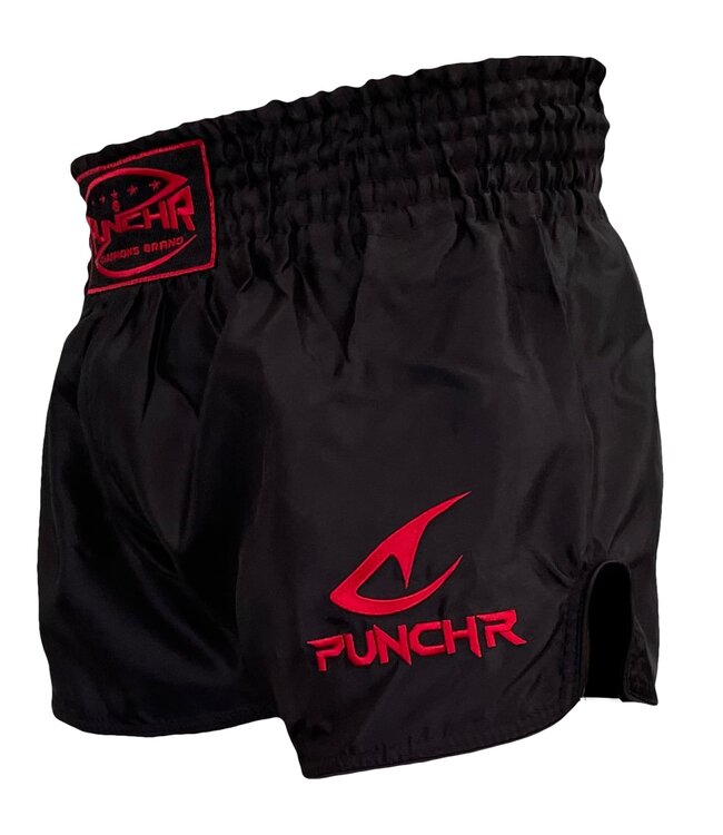 PunchR™ Classic Muay Thai Kickboxing Shorts Black Red