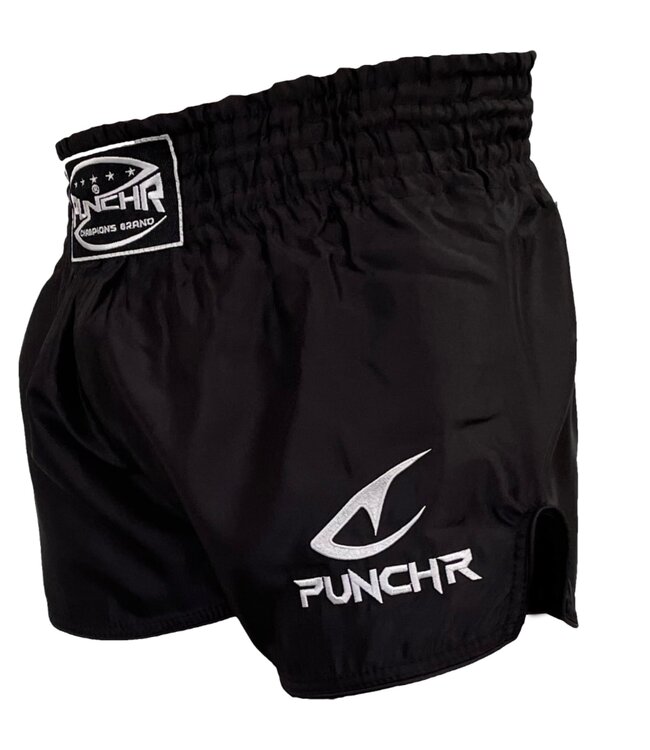 PunchR™ Classic Muay Thai Kickbox Shorts Schwarz Weiß