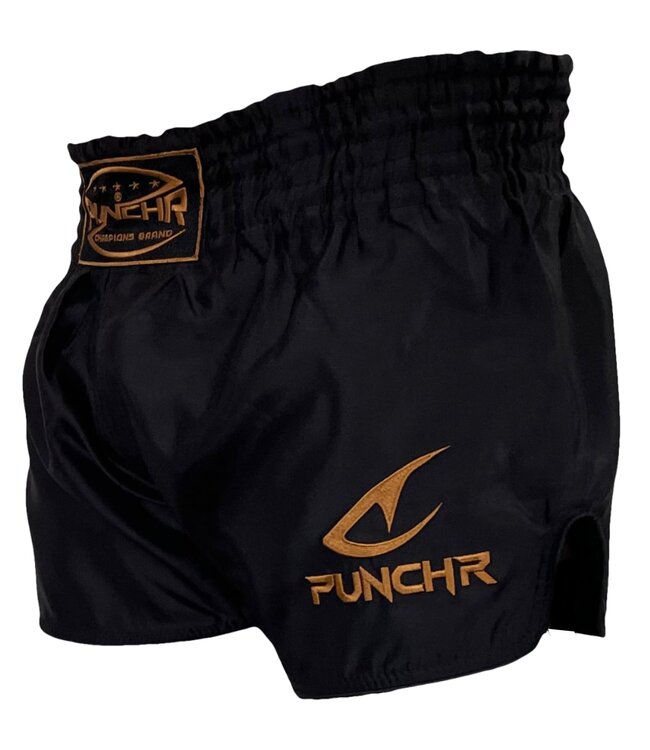 PunchR™ Classic Muay Thai Kickbox Shorts Schwarz Gold