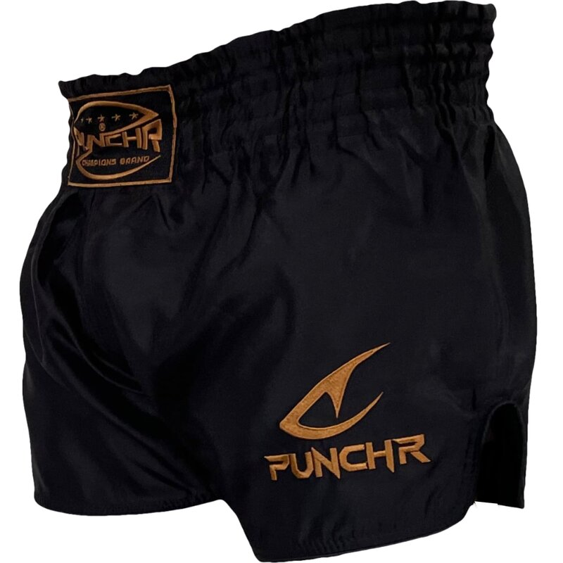 PunchR™  PunchR™ Classic Muay Thai kickboks Broek Zwart Goud