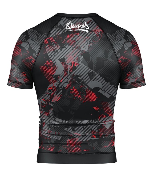 8 WEAPONS Rash Guard Short Sleeves Hit 2.0 Zwart Rood