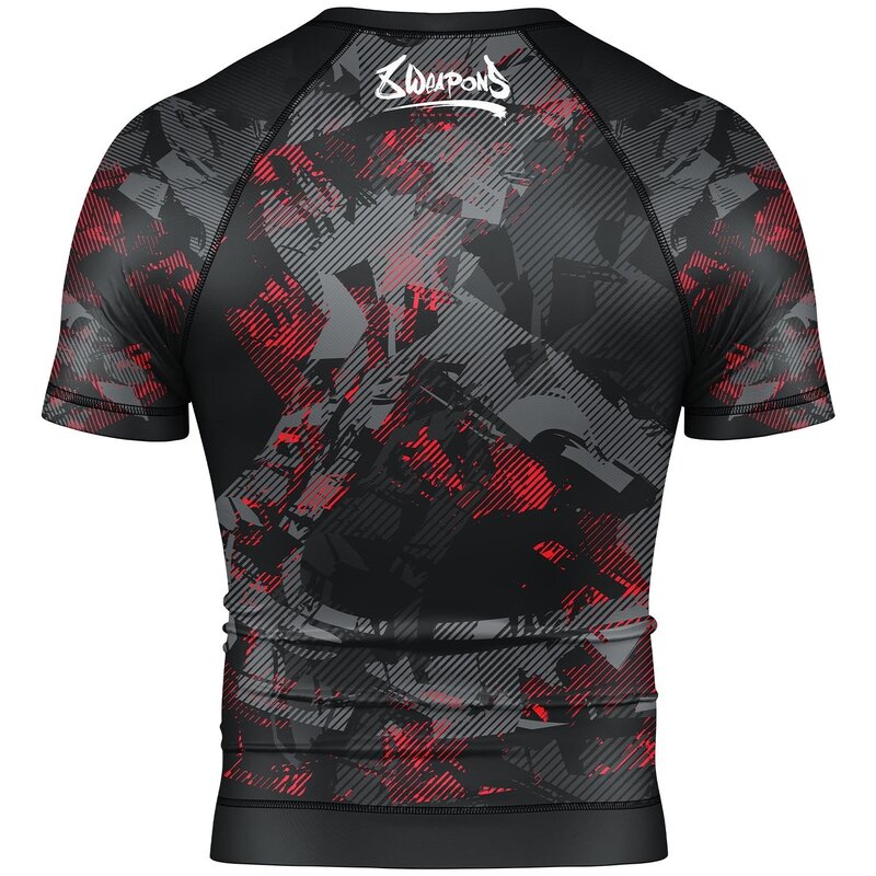 8 Weapons 8 WEAPONS Rash Guard Short Sleeves Hit 2.0 Zwart Rood