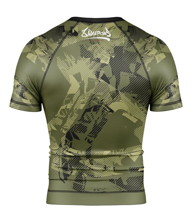 8 Weapons 8 WEAPONS Rash Guard Hit 2.0 Olijfgroen Zwart