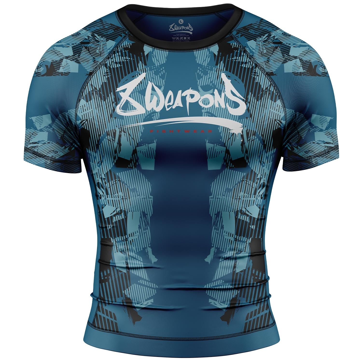 8 WEAPONS Rash Guard Hit 2.0 Navy Zwart - Fightwear Shop Nederland