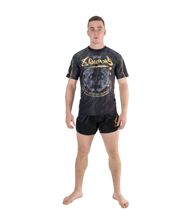 8 Weapons Functional Dry Fit T-shirt Tiger Yant Zwart Geel