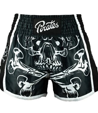 Pride or Die PRIDE or Die Pirate V.2 Muay Thai Shorts Zwart Wit