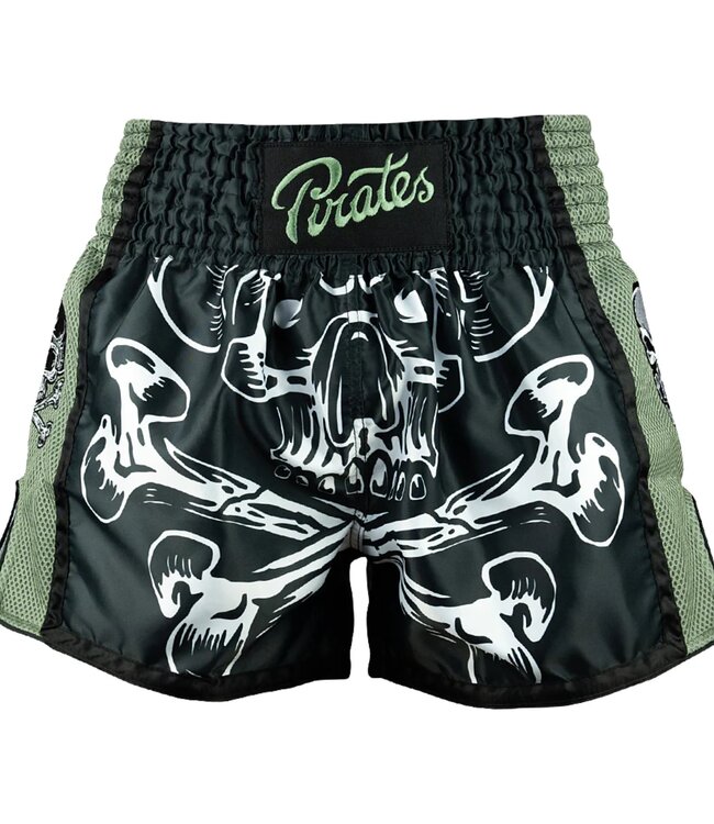 Pride or Die PRIDE or DiE Pirate V.2 Muay Thai Shorts Zwart Groen