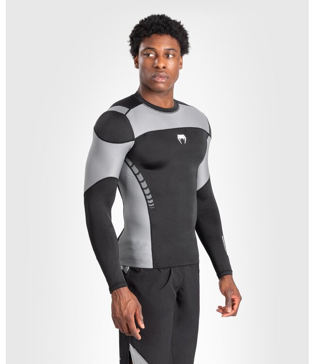 Venum Tempest Rash Guard Compression Shirts L/S Black Grey