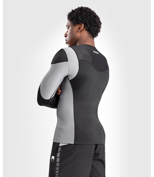 Venum Tempest Rash Guard Compression Shirts L/S Black Grey