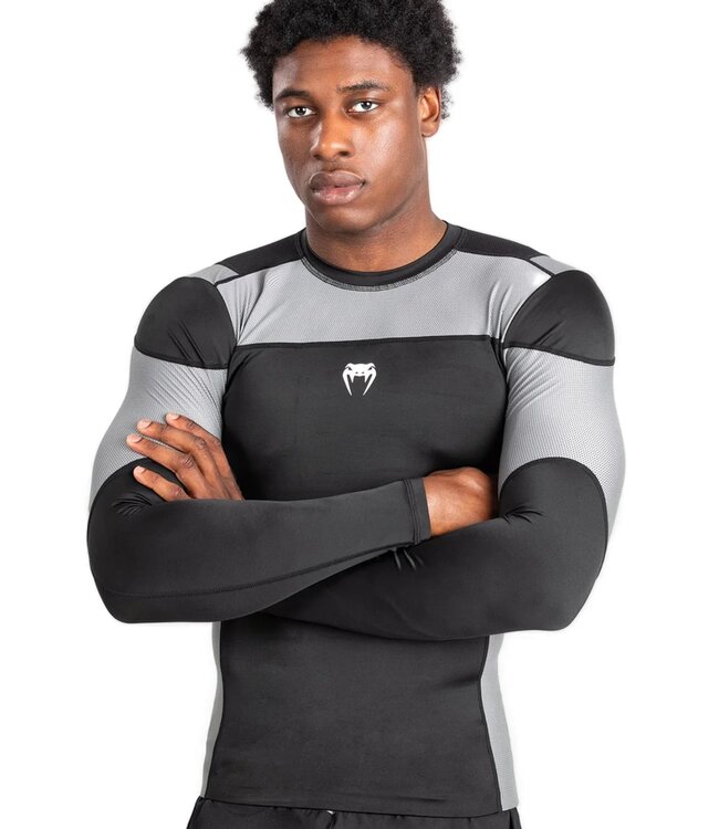 Venum Venum Tempest Rash Guard Compression Shirts L/S Black Grey