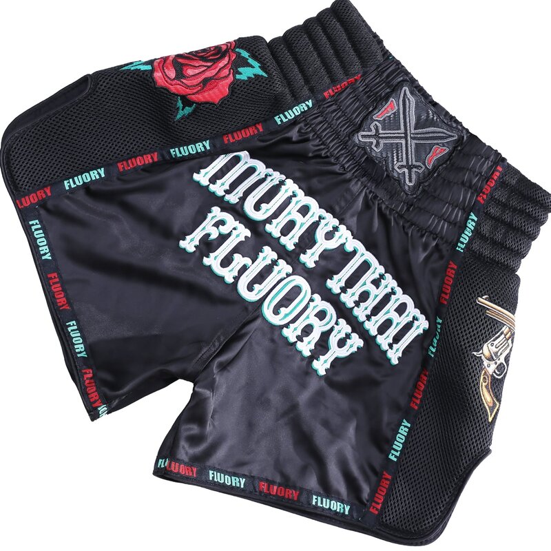 Fluory Fluory Muay Thai Kickboks Broekjes Pistola Zwart