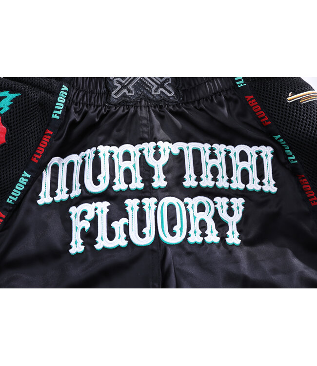 Fluory Muay Thai Kickboxen Shorts Pistola Schwarz