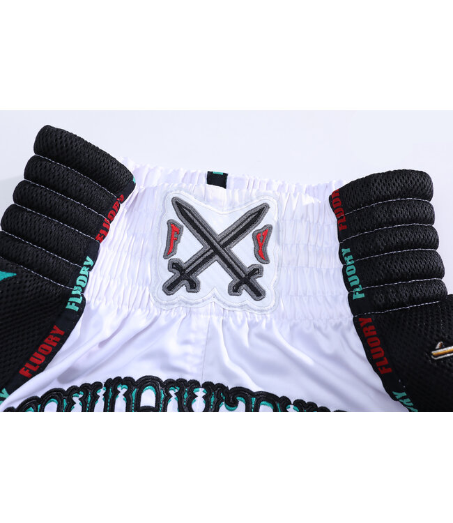 Fluory Muay Thai Kickboxing Shorts Pistola White