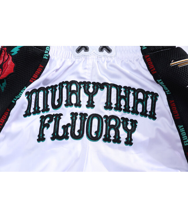 Fluory Muay Thai Kickboxen Shorts Pistola Weiß