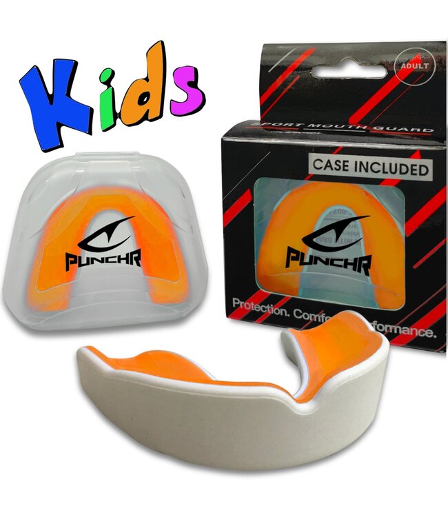 PunchR™  PunchR™ Pro Gel-Fit Mouth Guard MG-008 Adults White Orange - Copy