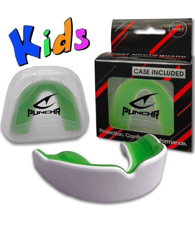 PunchR™  PunchR™ Pro Gel-Fit Mouth Guard MG-008 Kids White Green