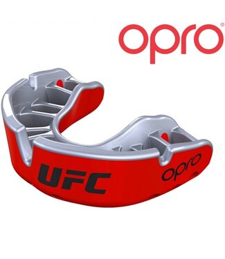OPRO x UFC Gold Mouthguard Red Metal Silver Kids