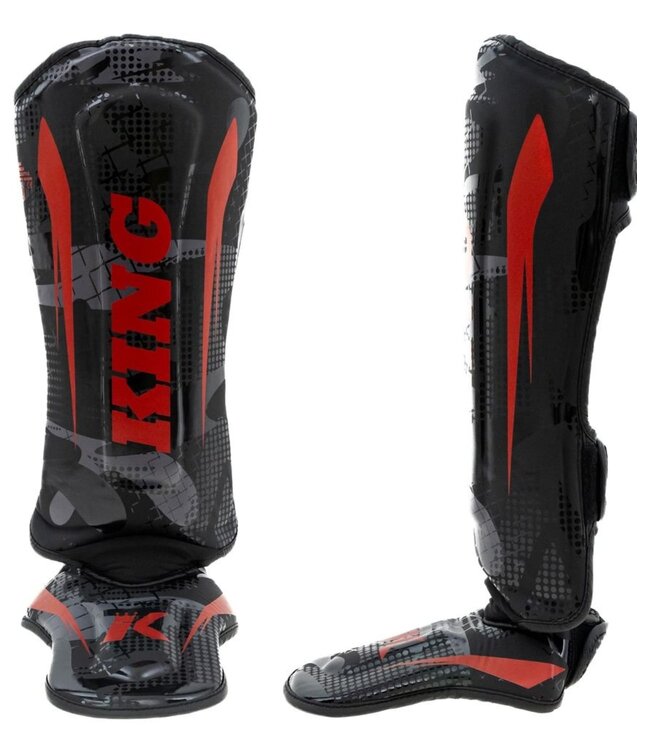 King Pro Boxing Shogun Series 3 Kickboxing Shin Guards Camo Red