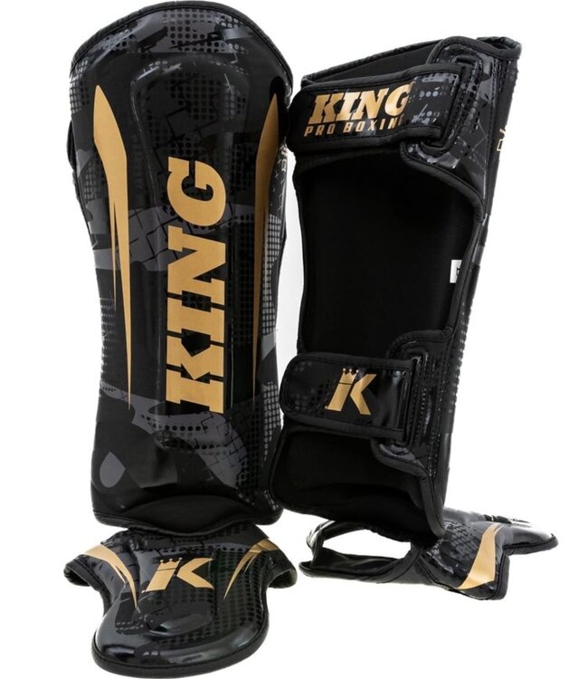 King Pro Boxing Shogun Series 2 Kickboks Scheenbeschermers Camo Goud