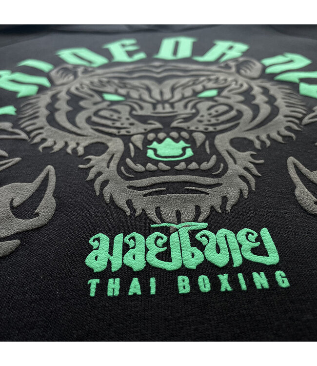 PRiDEorDiE "Tiger Thai Boxing" Kapuzenpullover Schwarz Grün