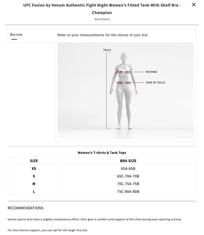 UFC Fusion x Venum Women’s Fitted Tank Top With Shelf Bra Champion