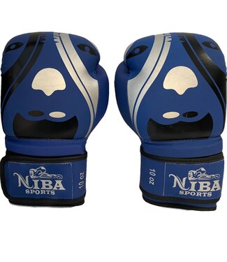 Torque Niba Sports Face Bokshandschoenen Mat Blauw Zwart Zilver 10 OZ